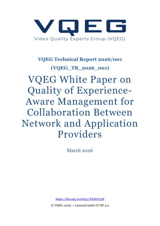 Cover of VQEG White Paper on Quality of Experience-Aware Management for Collaboration Between Network and Application Providers